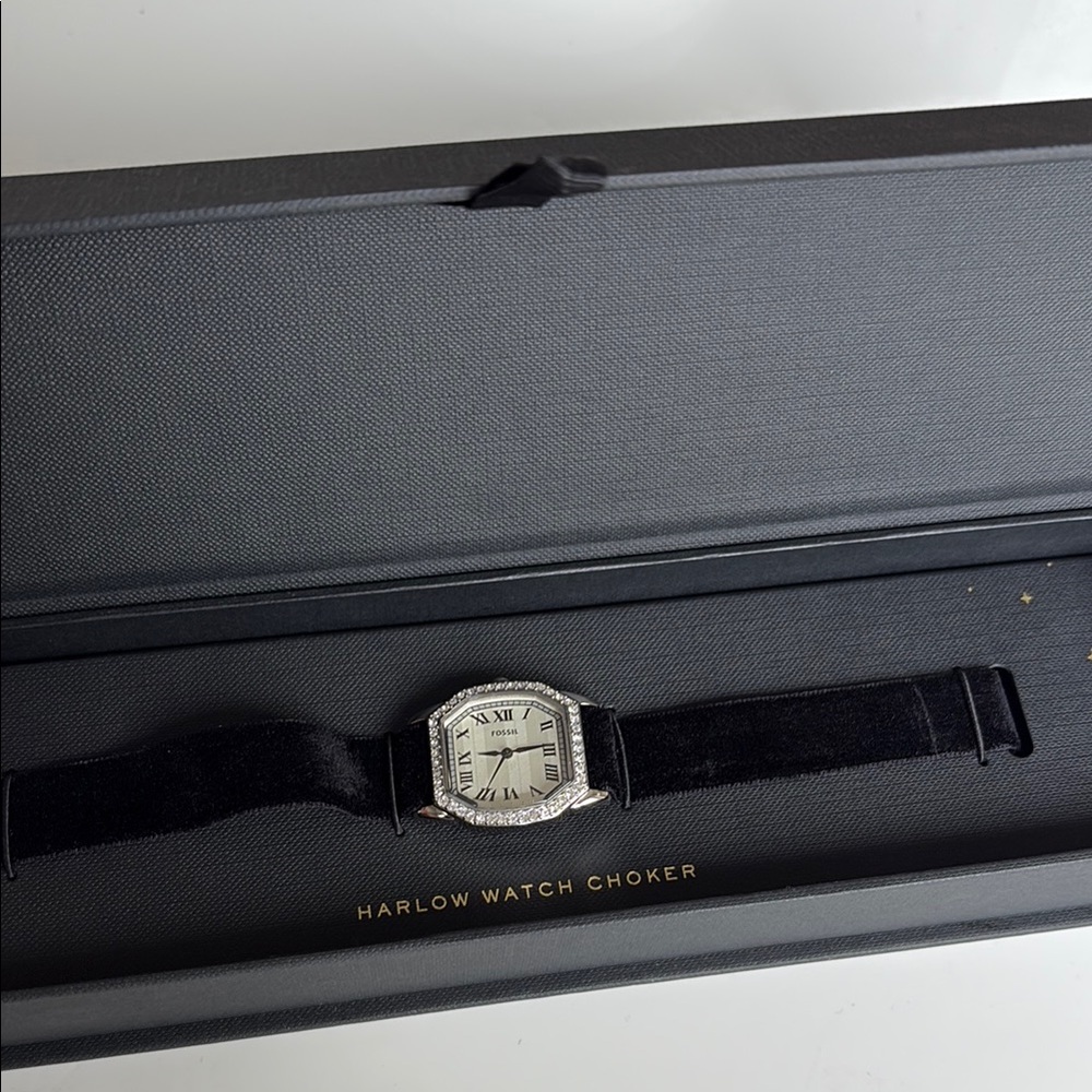 Fossil Harlow Black Strap Watch Choker